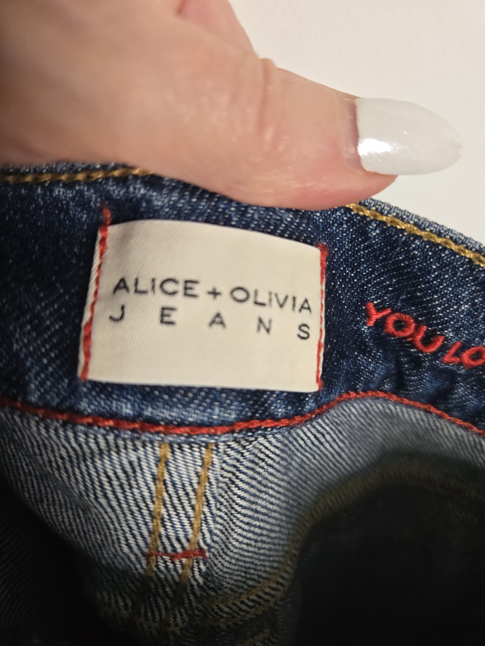 Alice + Olivia Two-Tone Wide Leg Snap-Trim Jeans in Denim Blue and Black Size 26 - Picture 10 of 13